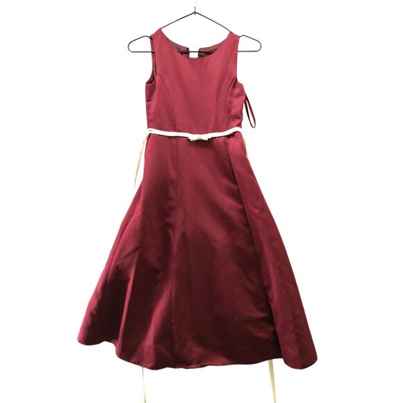 Angels NY Girls Size 10 Party Dress Burgundy Sleeveless A-Line Formal Midi - Picture 1 of 11